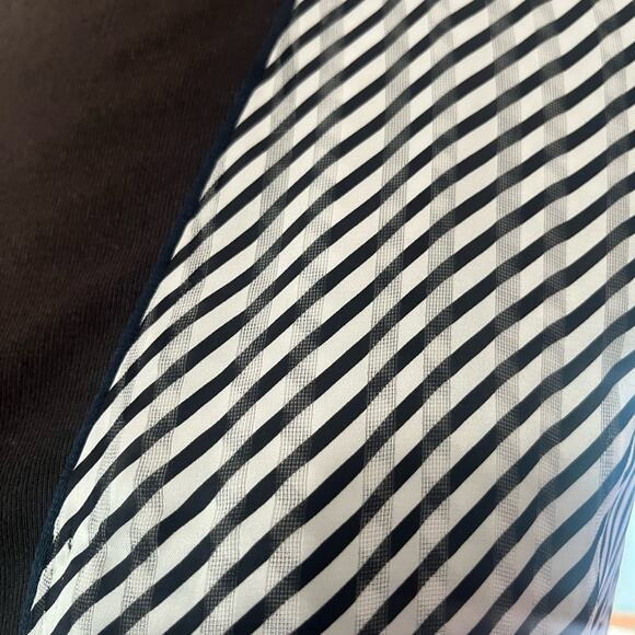 Deborah Lyons Ashley Midi Dress 2 Black Striped Crepe Luxury Old Money Ladylike - Picture 8 of 10